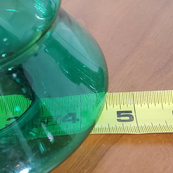 2 pc Hand Blown Green Glass Christmas Tree Candle Holder votive Elements 6.25" - Picture 9 of 11